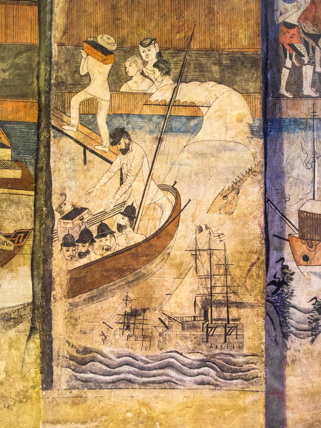 Detail nástennej maľby vo Wat Phumin